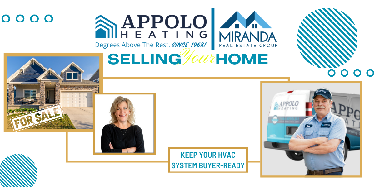 a house with a for sale sign and an Appolo van with a service tech